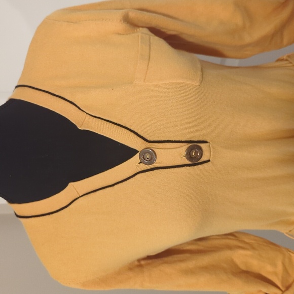 GUESS | Mustard yellow sweater dress, belted waistline with button top, slarge - Picture 8 of 8